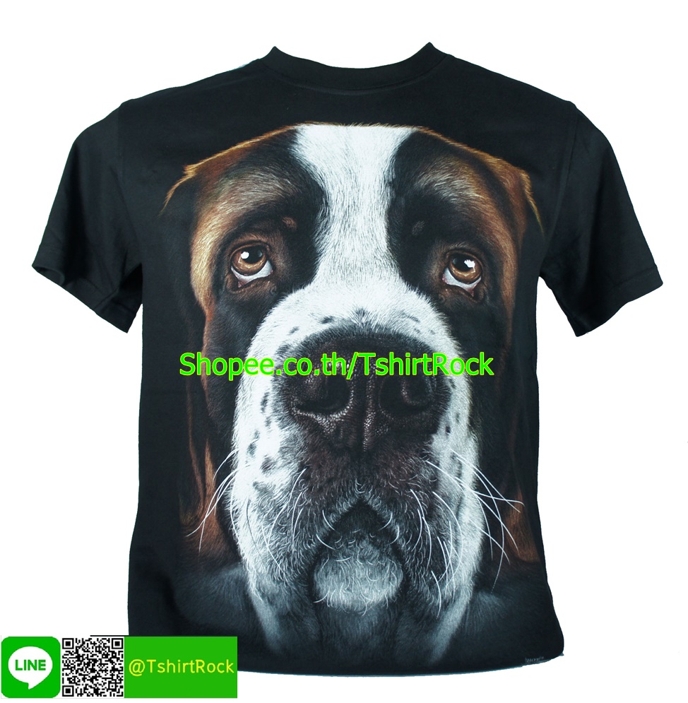 เสื้อลาย หน้าสุนัข เซ้นเบอร์นาด st bernard dog เต็มหน้า เสื้อยืด สกรีนหน้าหลัง RCA236