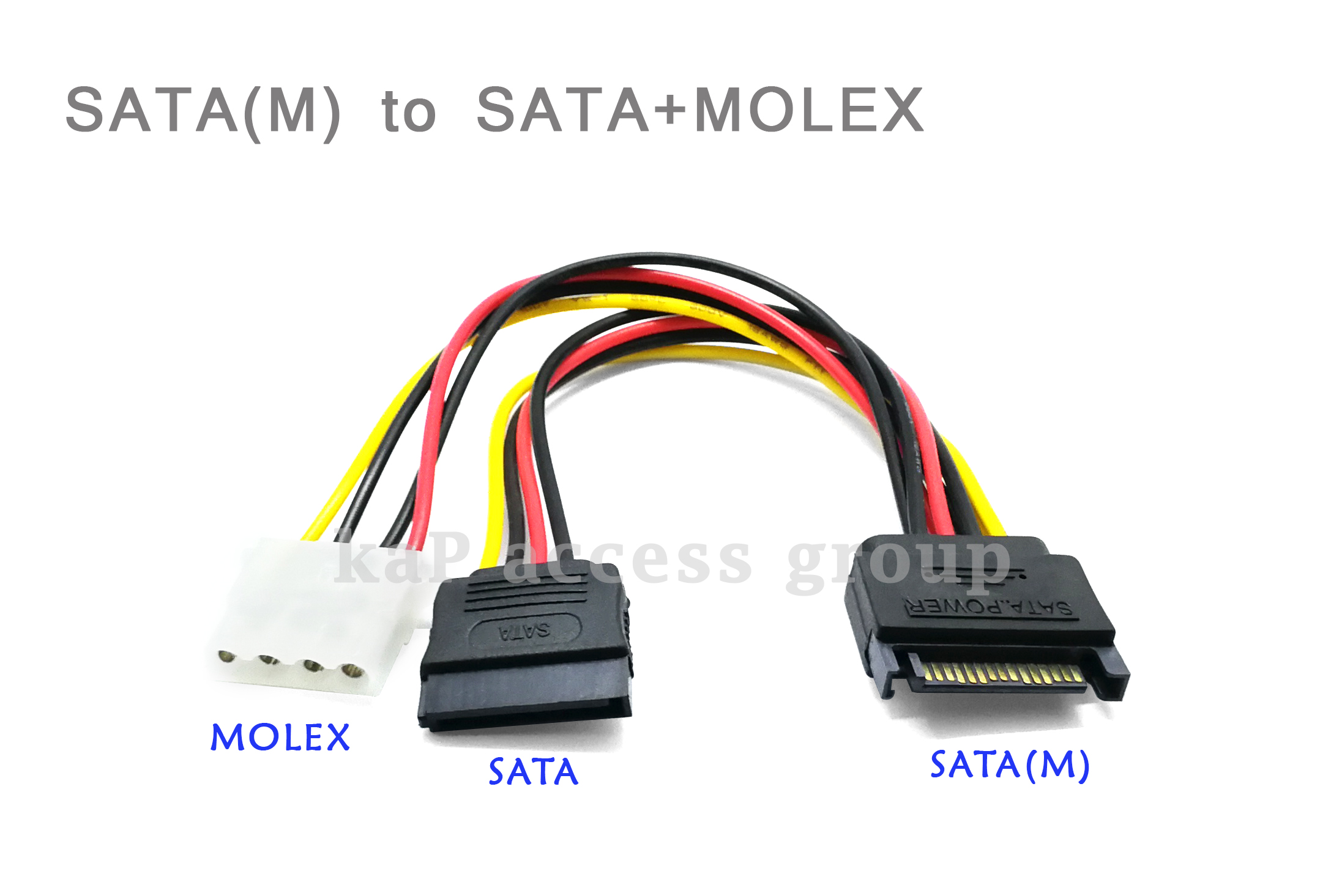 สายไฟเพาเวอร์ ซาต้า+4พิน Molex คอมพิวเตอร์ 1ออก 2
