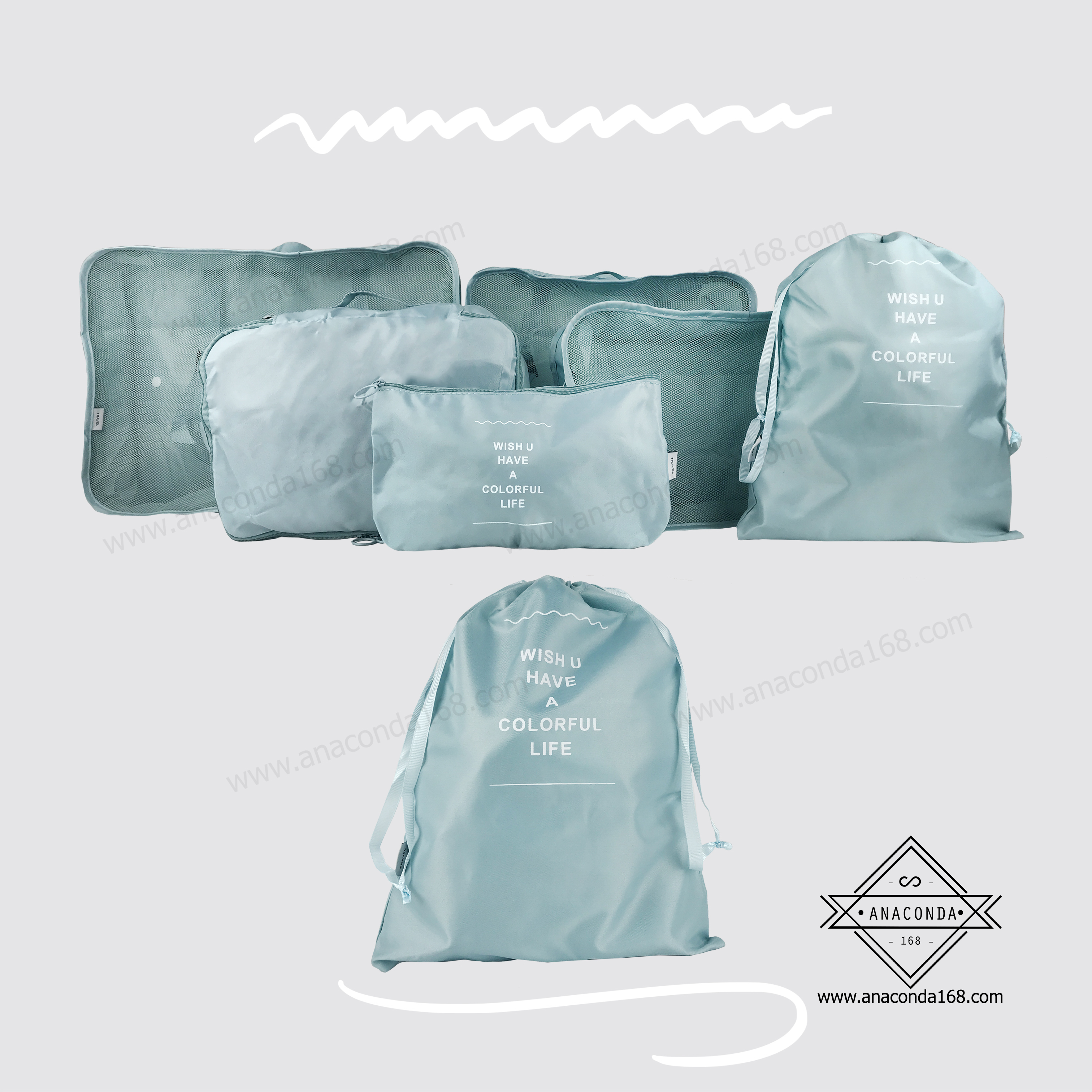 เซ็ทกระเป๋าจัดระเบียบเดินทาง 6 ชิ้น พับเก็บได้