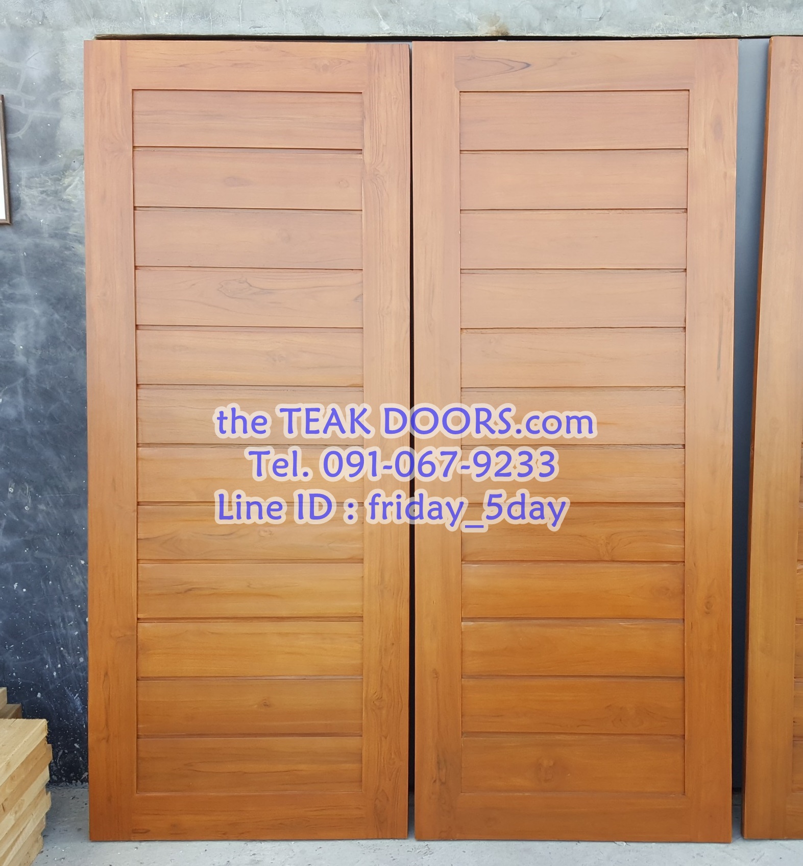 TD277 ประตูไม้สักบานคู่ บานโมเดิร์น ขนาด 160X200 ซม.