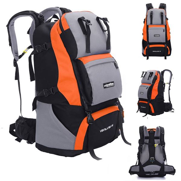 Local Lion เป้สะพายหลัง backpack ขนาด 60L รุ่น061 สีส้ม แถมฟรี มีดการ์ด