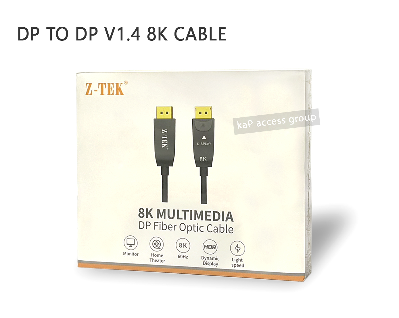 Z-TEK DISPLAY PORT TO DISPLAY PORT FIBER CABLE (8K) V.1.4 (15เมตร)