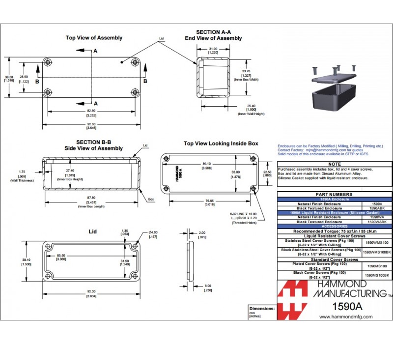 กล่องอลูมีเนียม 1590A DIY ขนาด92*38*31มม.