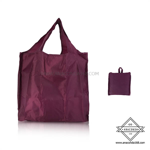 ถุงผ้าพับได้สีพื้น แบบหนา พับเก็บได้ในตัว