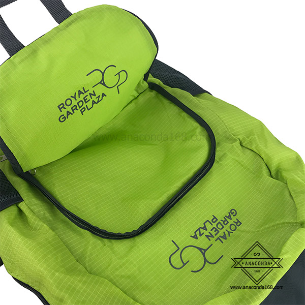 กระเป๋าเป้สะพายหลังพกพาพับเก็บได้ สกรีนโลโก้