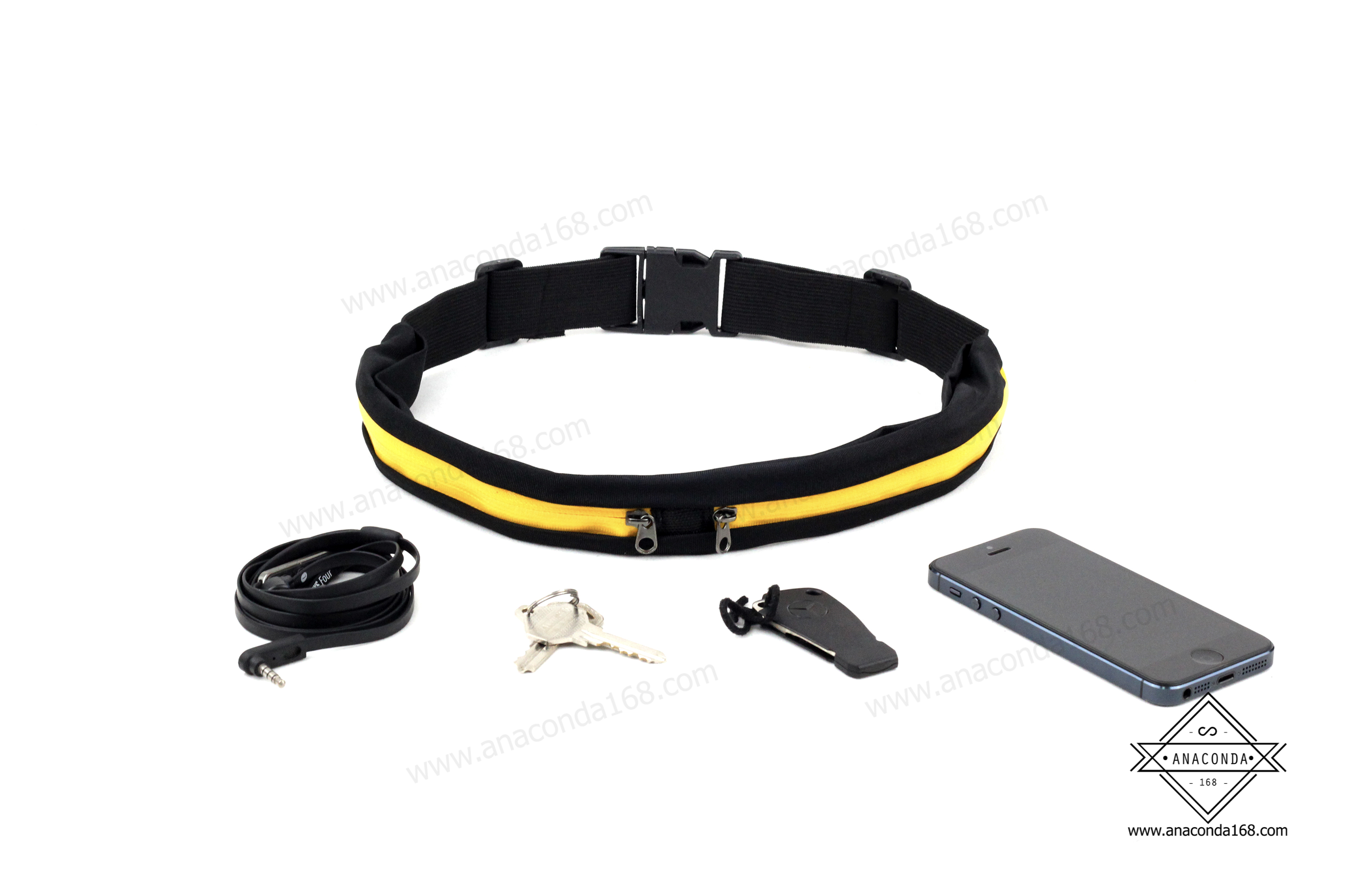 กระเป๋าคาดเอวยางยืด แนวสปอร์ตซิปสี 2 ซิป