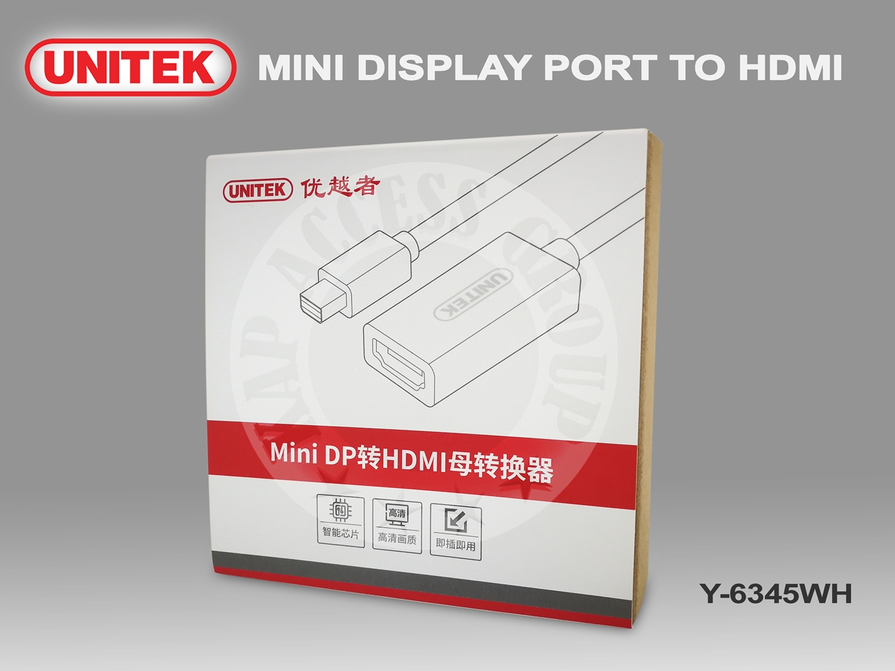 UNITEK MINI DP to HDMI Cable Adapter (15cm) White