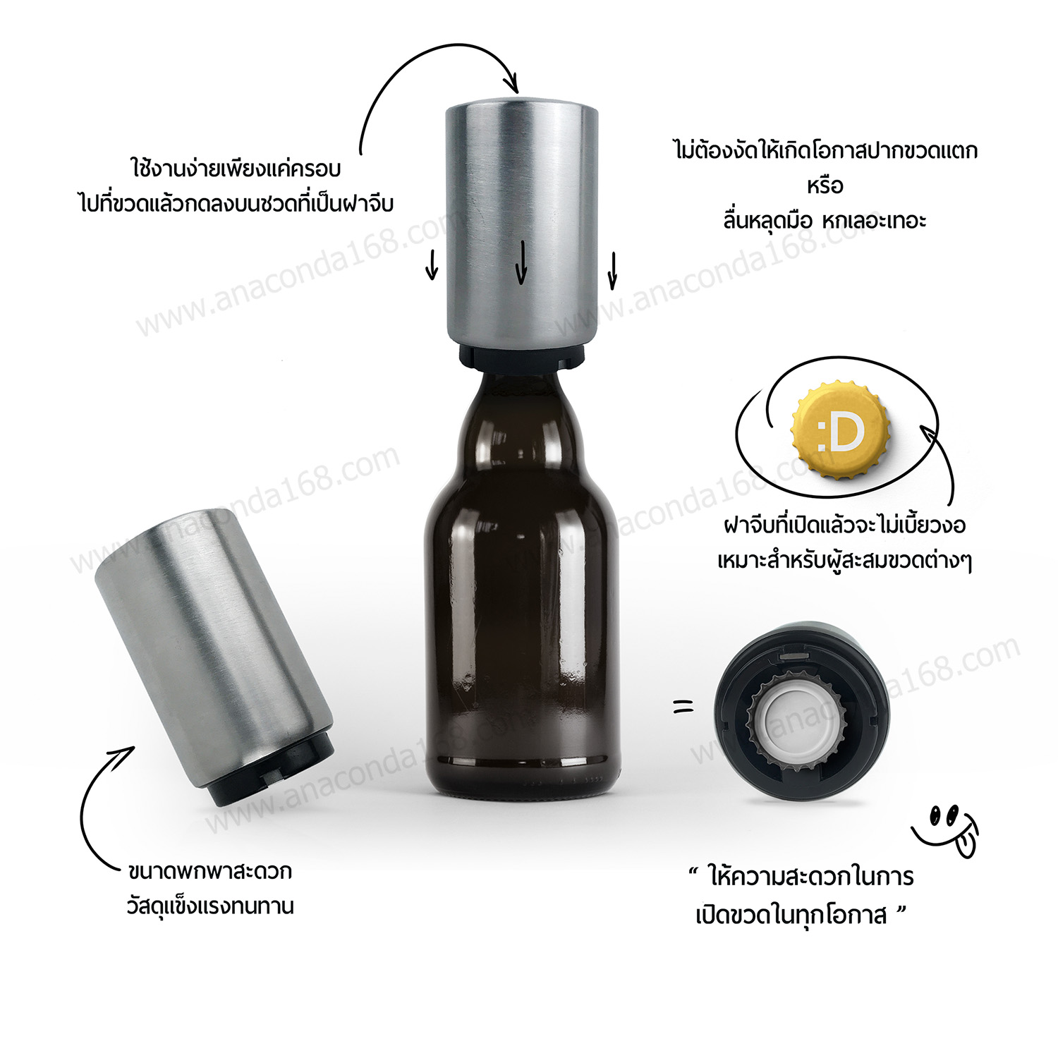 ที่เปิดขวดฝาจีบ แบบกดเปิดอัตโนมัติ