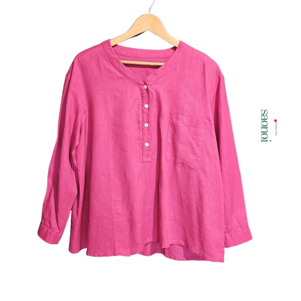 เสื้อลินินแท้สีชมพู