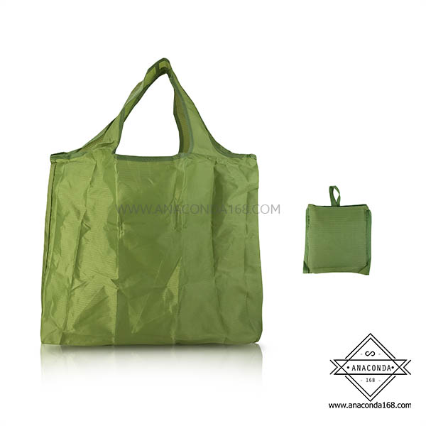 ถุงผ้าพับได้สีพื้น แบบหนา พับเก็บได้ในตัว