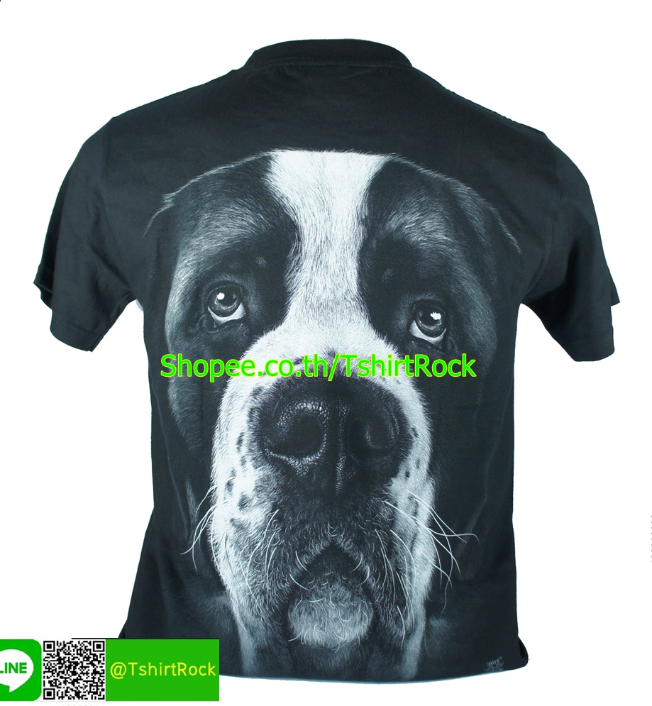 เสื้อลาย หน้าสุนัข เซ้นเบอร์นาด st bernard dog เต็มหน้า เสื้อยืด สกรีนหน้าหลัง RCA236