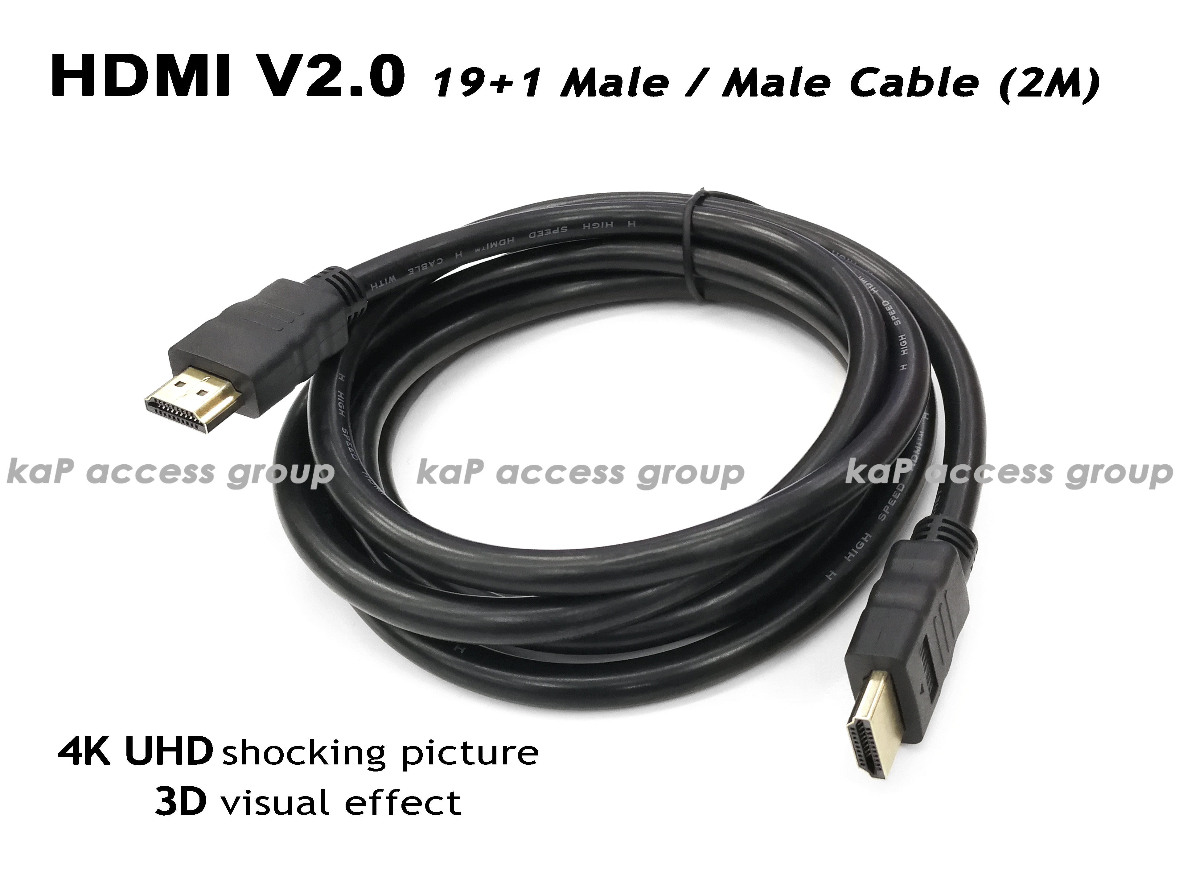 สาย HDMI 2.0 ผู้/ผู้ สายยาง 19+1 CABLE HDTV (2M) 2K 4K