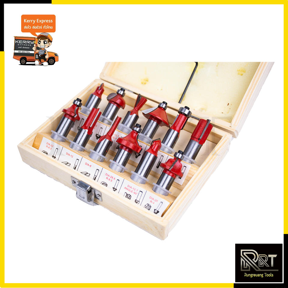 RRT ชุดดอกเร้าเตอร์/ทริมเมอร์(1/2") รุ่น 12PCS