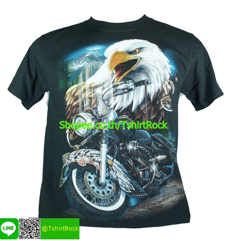 เสื้อลาย อินทรีย์ ไบค์เกอร์ อินเดียแดง มอเตอร์ไซด์ เสื้อยืด สกรีนหน้าหลัง RCH90