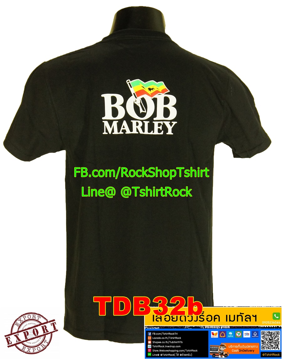 เสื้อวง Bob Marley เสื้อวินเทจ เสื้อยืดวงร็อค เมทัล บ็อบ มาร์เลย์ TDB32