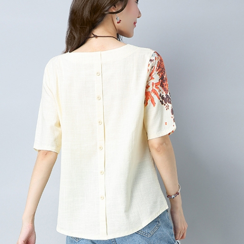 เสื้อฝ้ายScreenลายสีเหลืองอ่อน
