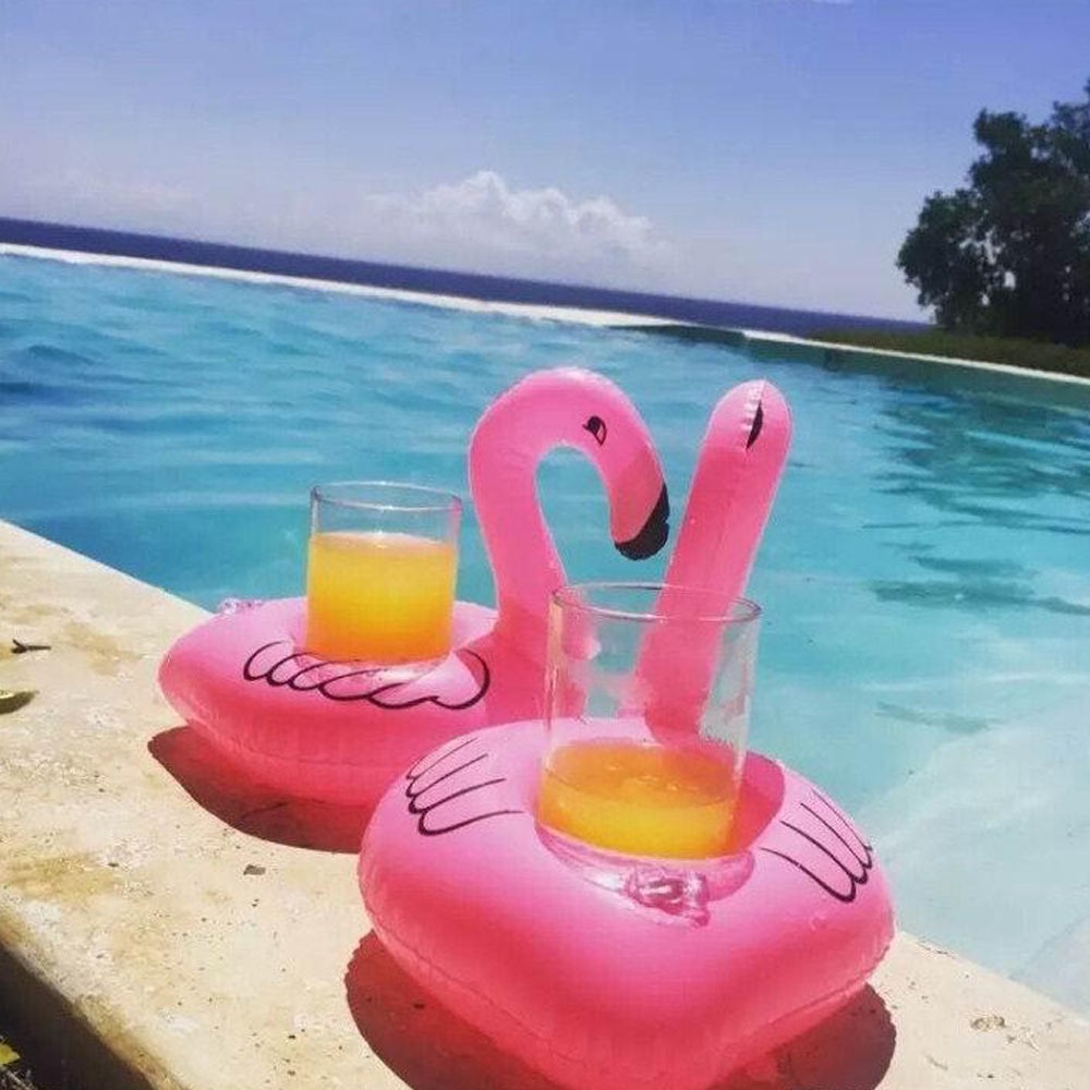 ที่รองแก้ว เป่าลมลอยน้ำ Flamingo Drink Holders