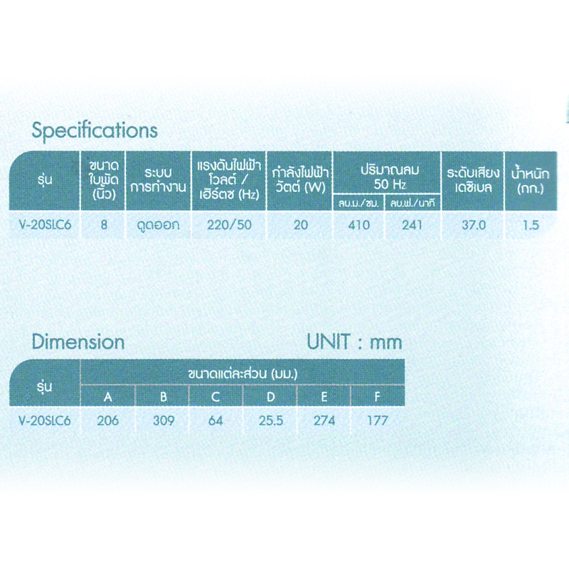 V-20SIC6 (8 นิ้ว)