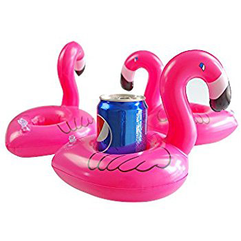 ที่รองแก้ว เป่าลมลอยน้ำ Flamingo Drink Holders