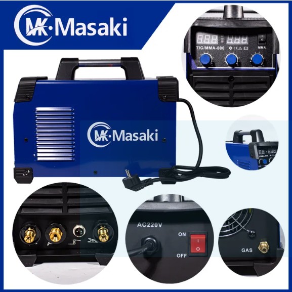 MASAKI ตู้เชื่อมอาร์กอน 2 ระบบ รุ่น TIG-800 ไฟแรง คงที่เสถียร เชื่อมนิ่ม เชื่อมได้เรียบสวย ของแท้