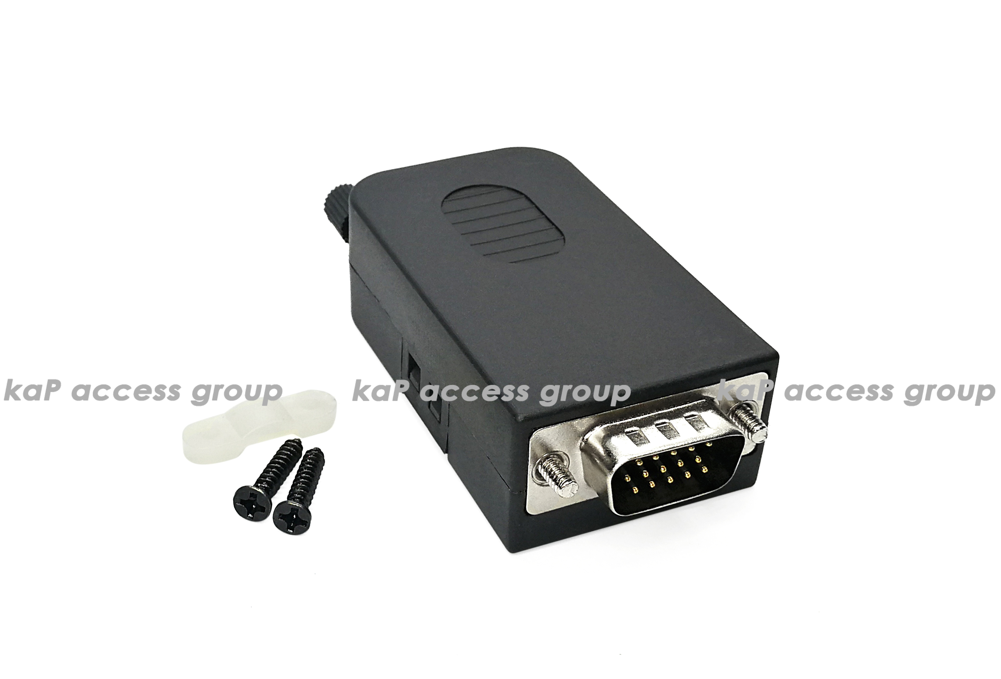 ชุดหัว VGA 15 Pin (M) ขันน๊อตเข้าสาย พร้อมฝาปิด