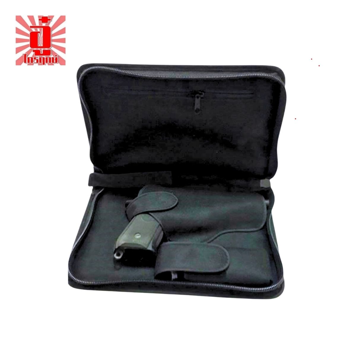 กระเป๋าใส่ปืนออโต้ ขนาดลำกล้อง 4 นิ้ว G-19 / CZ COMPACT / CZ 2075 RAMI กระเป๋าผ้าไนล่อนแบบซิป สีดำ ทรงสี่เหลี่ยมผืนผ้า มีซิปรูด