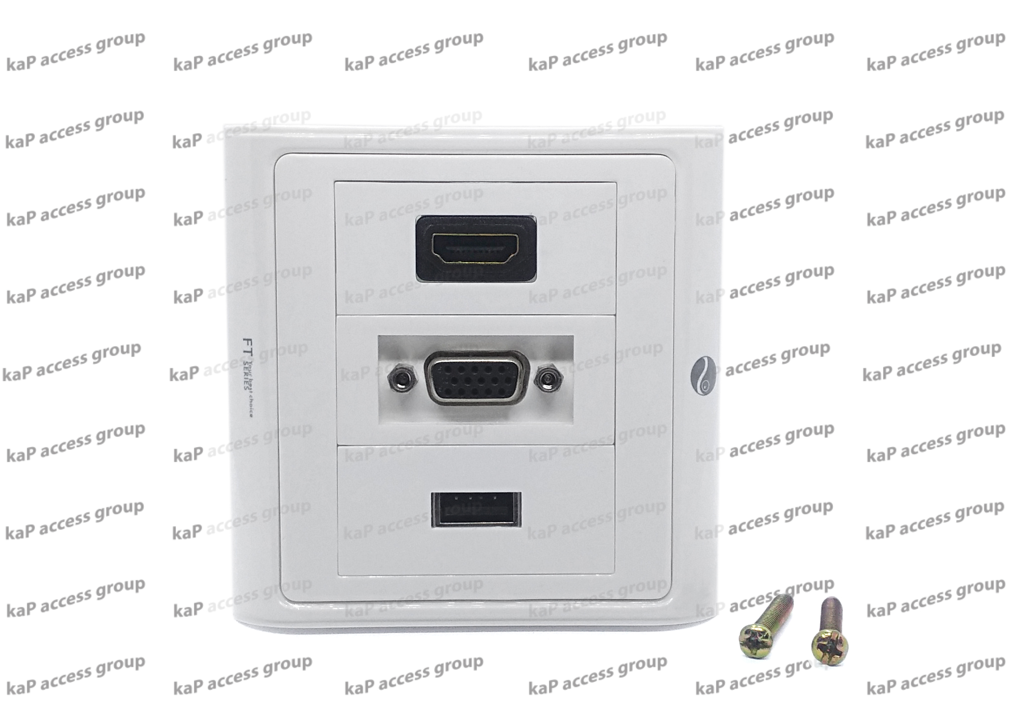 หน้ากากเต้ารับ USB / VGA / HDMI (หัวงอ) ขาว