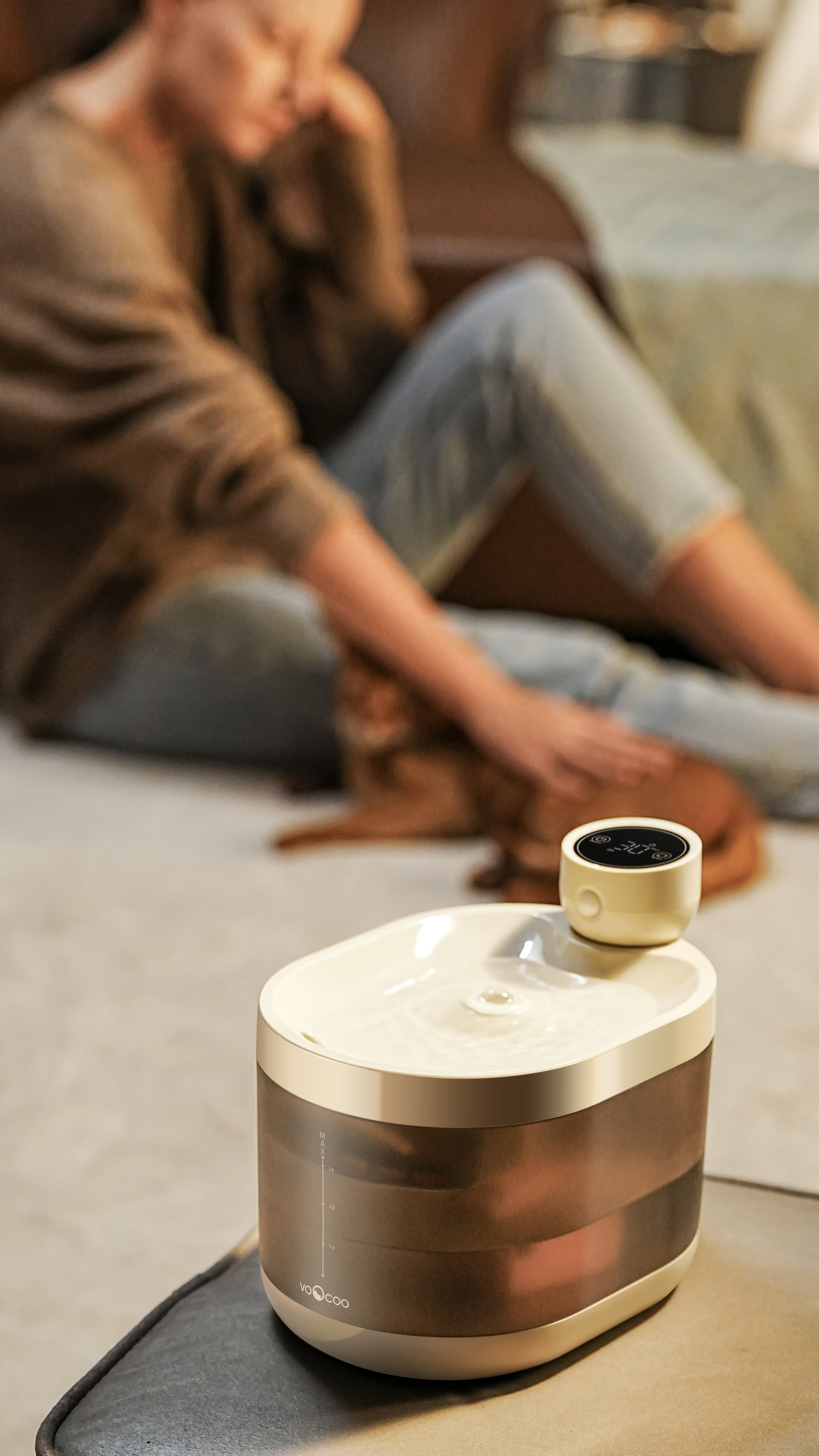 น้ำพุแมวแบบไร้สายพร้อมระบบเซ็นเซอร์ VOOCOO รุ่น Sense