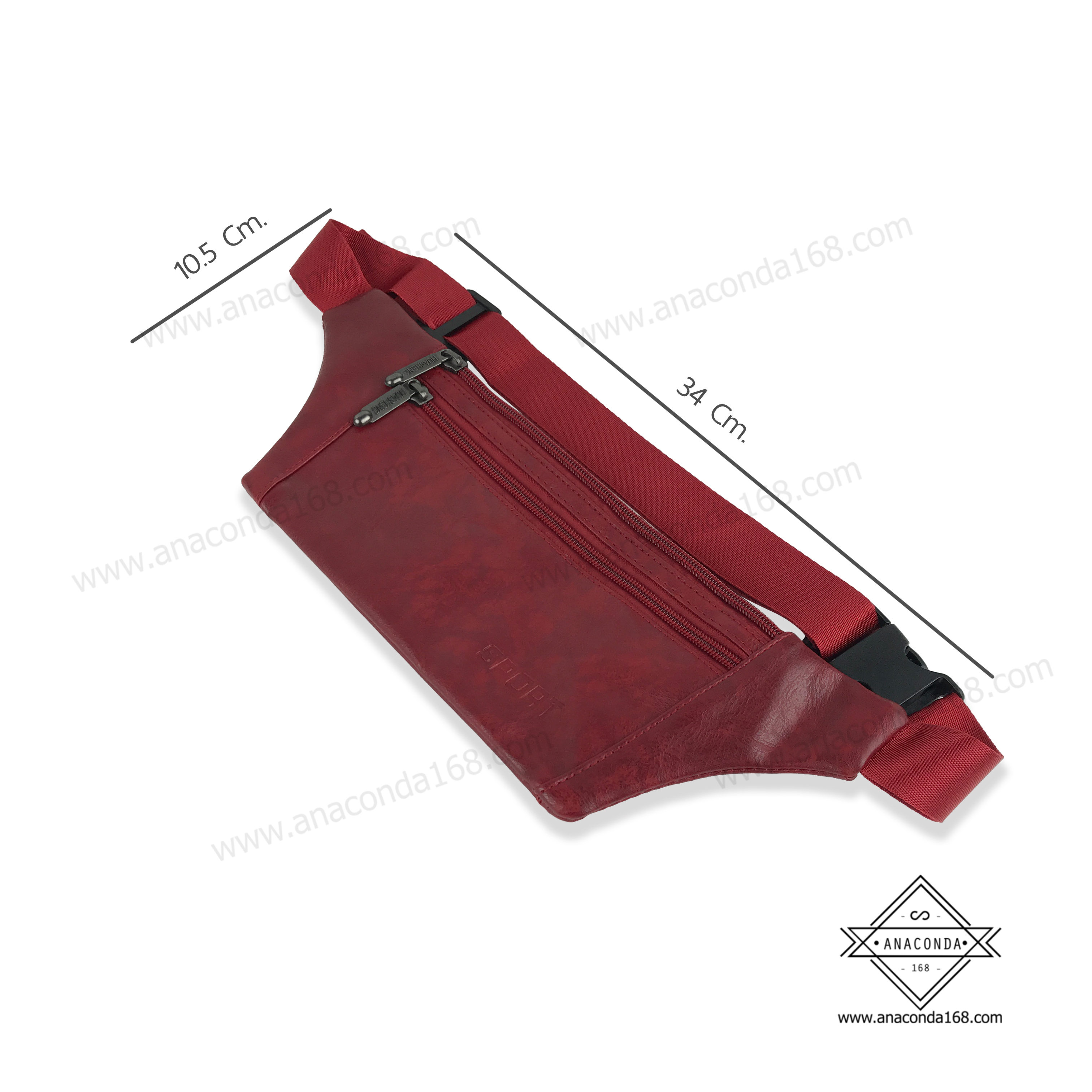 กระเป๋าคาดเอวหนัง 3 ซิป