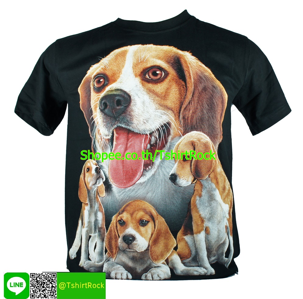 เสื้อลาย หน้าสุนัข บีเกิ้ล beagle dog และลูก เสื้อยืด สกรีนหน้าหลัง ไซร์ยุโรป RCA207