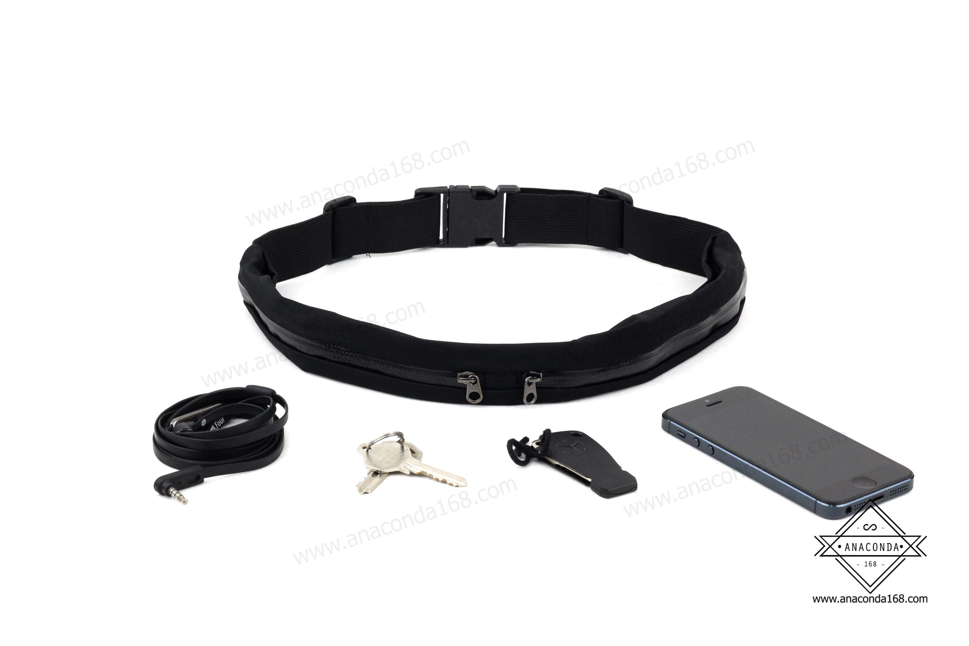 กระเป๋าคาดเอวยางยืด แนวสปอร์ตซิปสี 2 ซิป