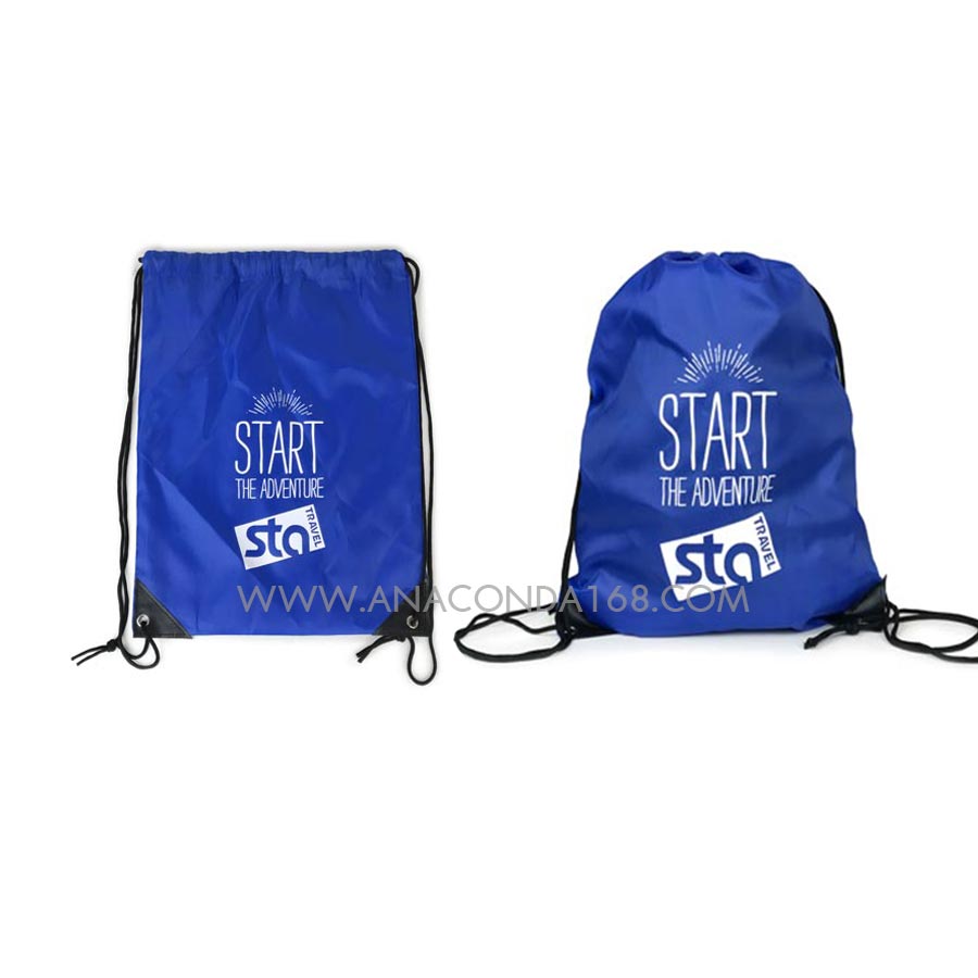 กระเป๋าผ้าร่มหูรูดสะพายหลัง สกรีนโลโก้