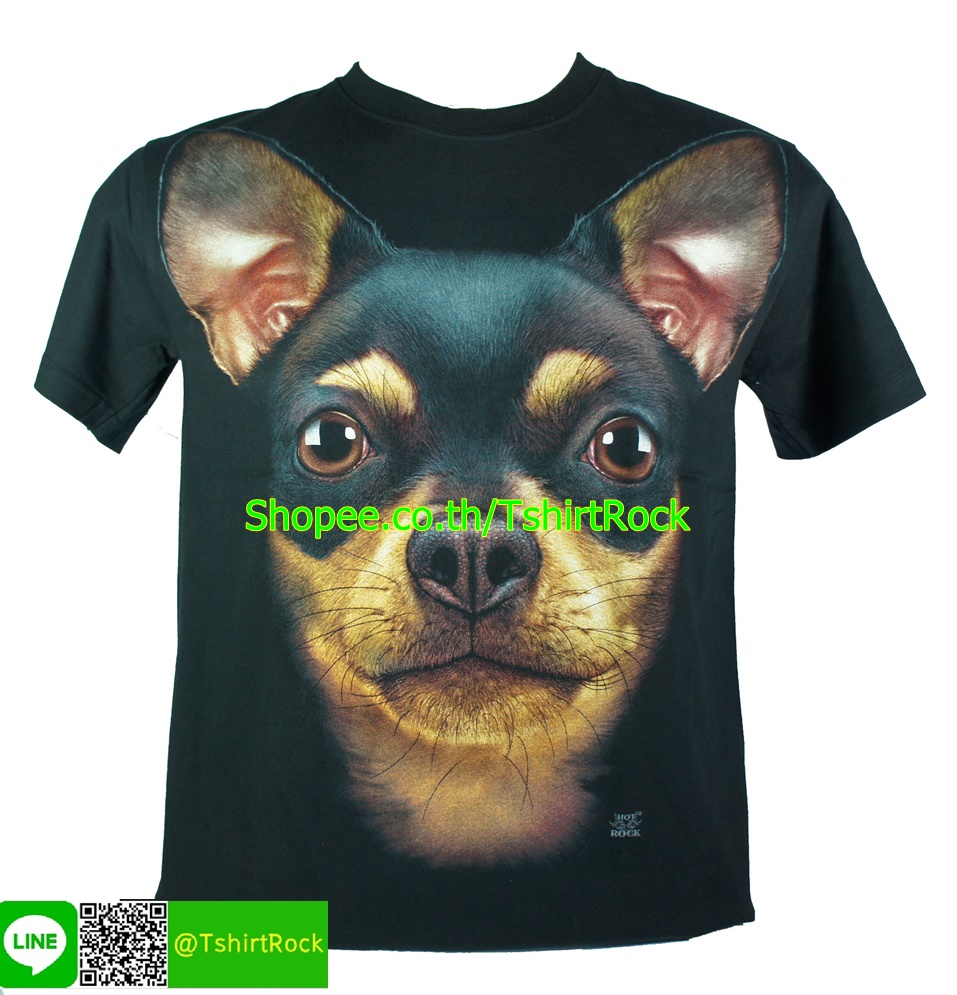 เสื้อลาย หน้าสุนัข ชิวาว่า chihuahua dog เต็มหน้า เสื้อยืด สกรีนหน้าหลัง RCA234