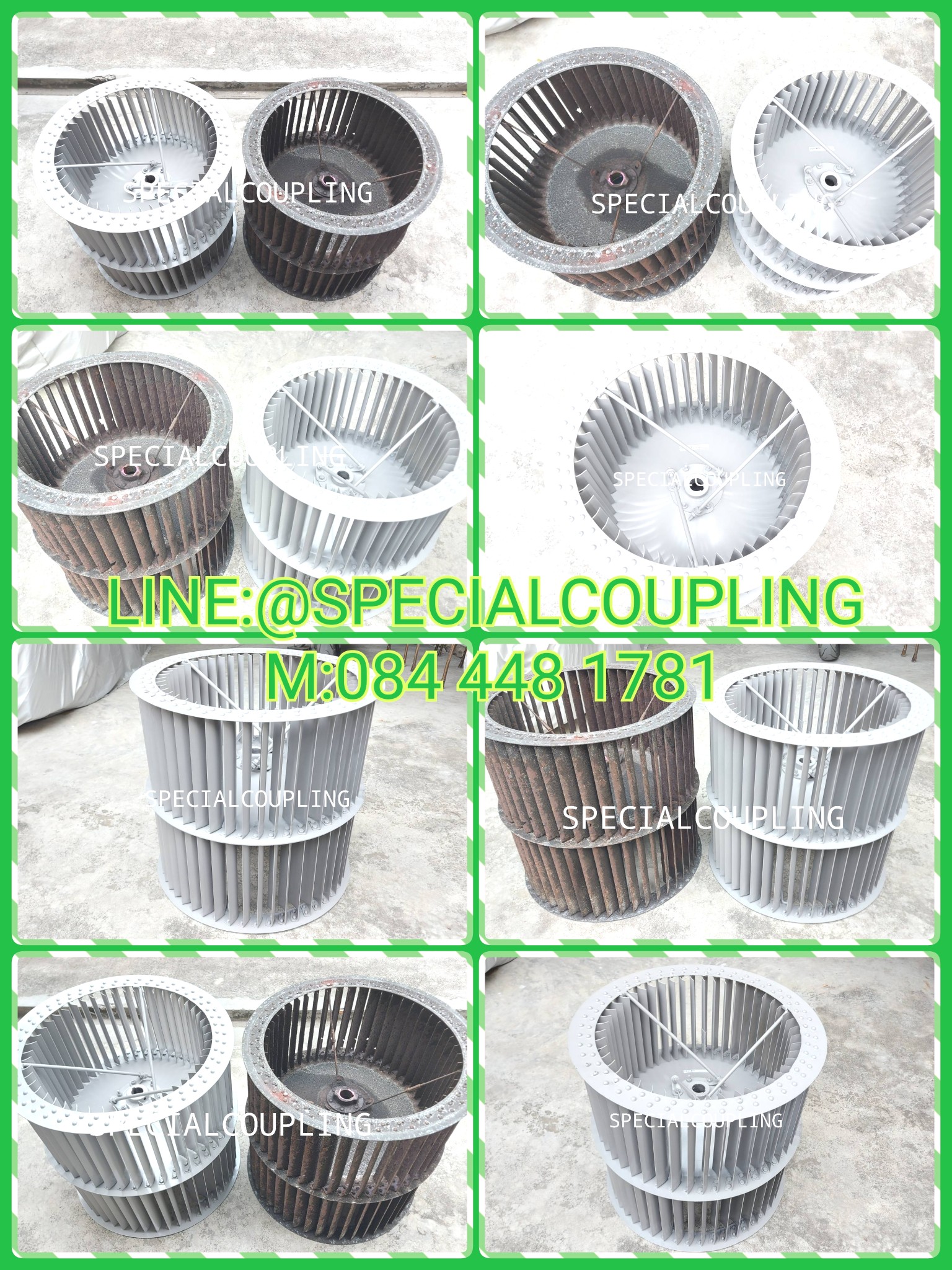 รับผลิตใบพัดลมกรงกระรอกเหล็กพ่นสีอบร้อน แบบย้ำน้อตพร้อมบาลานส์ ขนาดod592 mm H568mm รูเพลา 35 มม