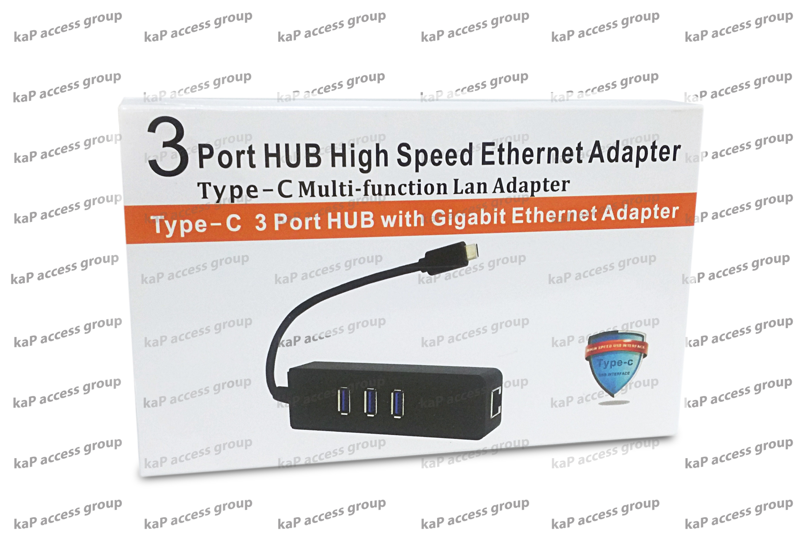 Adapter Type C to Lan Gigabit Ethernet (10/100/1000) + USB 3.0 Hub 3 Port