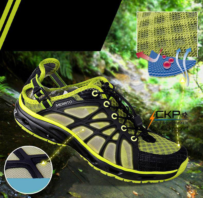 รองเท้าเดินป่า ลุยน้ำ แห้งเร็ว Merrto 7167 สีเขียว