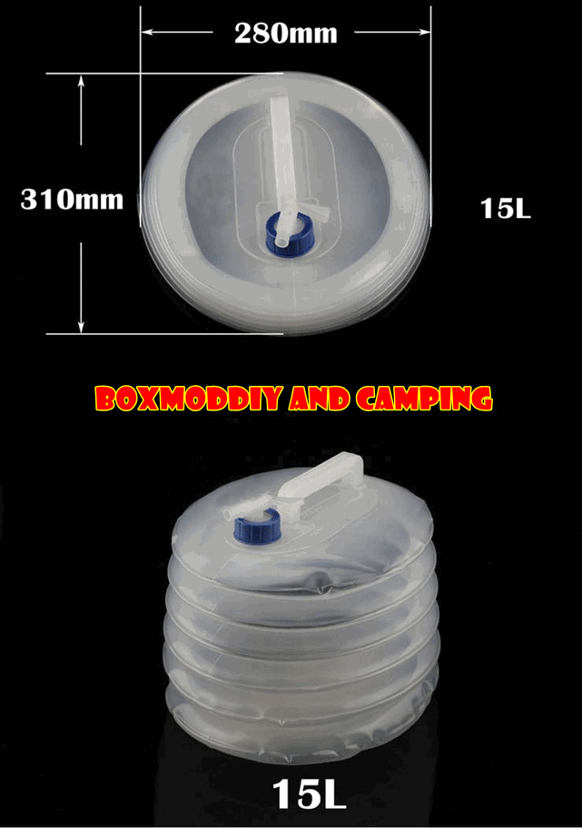 ถังน้ำดื่มแบบพกพา ถังน้ำยืดหดได้ มีก็อกน้ำเปิดปิด สำหรับ Camping กลางแจ้ง ขนาดความจุ 15ลิตร 15L พกพาสะดวก วัสดุ PE แบบหนา อย่างดี