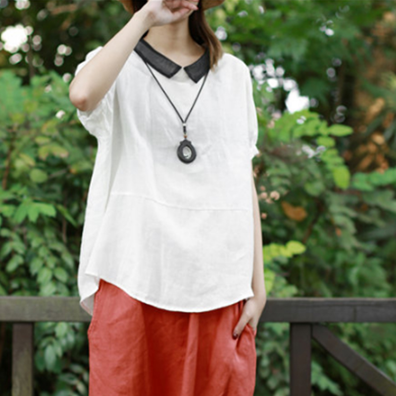 เสื้อฝ้ายผสมลินินคอบัว
