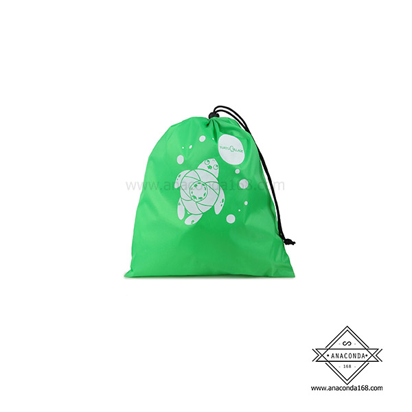 กระเป๋าผ้าร่มหูรูดสะพายหลัง ถุงผ้าหูรูด 2 ขนาด สกรีนโลโก้