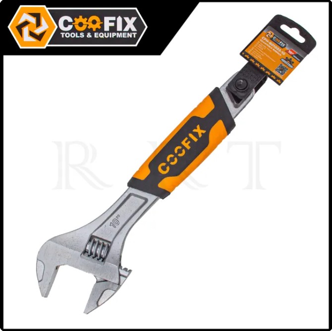 COOFIX ประแจเลื่อน 10 นิ้ว รุ่น CFH-B01003-10 มีสเกลบอกระยะ ด้ามจับเสริมยาง ปากกว้าง 30 มม.