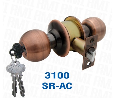 ลูกบิดห้องทั่วไป หัวกลม ทองแดงรมดำ RMI No.3100 SR-AC