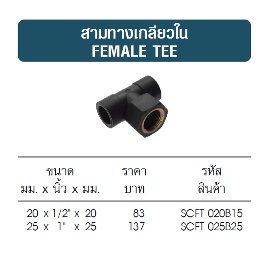 สามทางเกลียวใน (Female Tee) PB ระบบเชื่อมสอด
