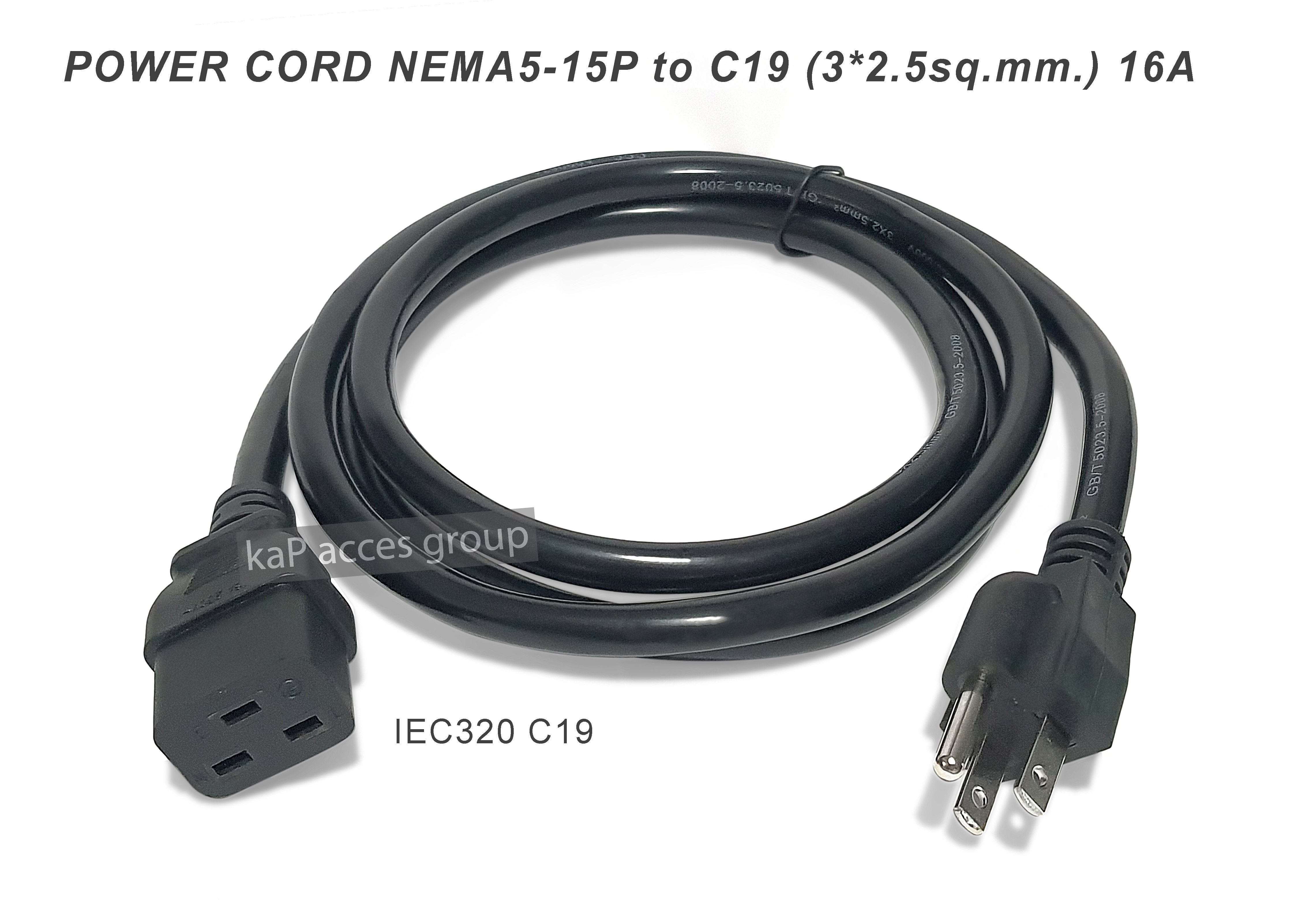 สายไฟ NEMA 5-15P to C19 IEC-320 AC Power Cords (3x2.5sq.mm) ความยาว 3เมตร