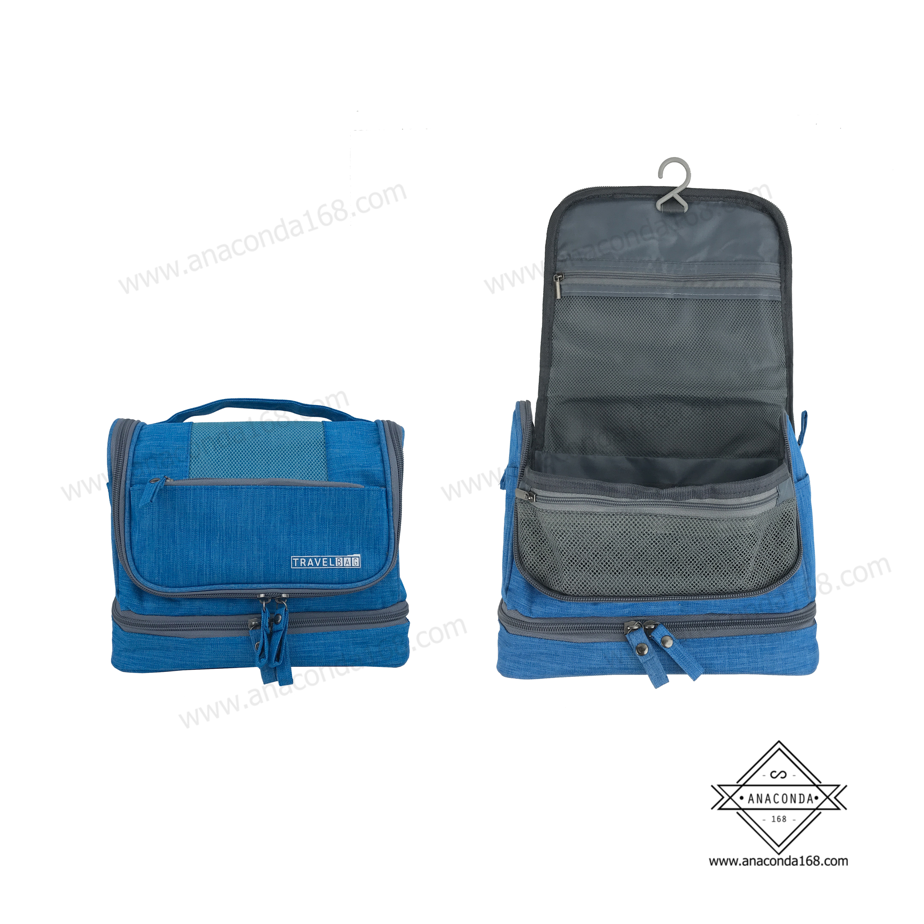 กระเป๋าจัดระเบียบอุปกรณ์อาบน้ำ-เครื่องสำอาง 2 ชั้น มีหูหิ้ว