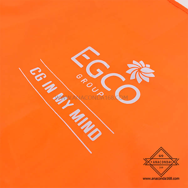 กระเป๋าช้อปปิ้งพับเก็บได้ สีพื้น (Shopping Bag) สกรีนโลโก้