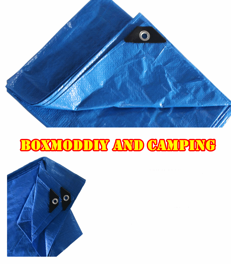 ผ้าใบกันฝน ผ้าใบรถคอก ฟลายชีท กันแดด กันฝน TARP หนา แข็งแรง ทนทาน ราคาถูก ขนาด 4x4เมตร สีฟ้าทั้ง2ด้าน