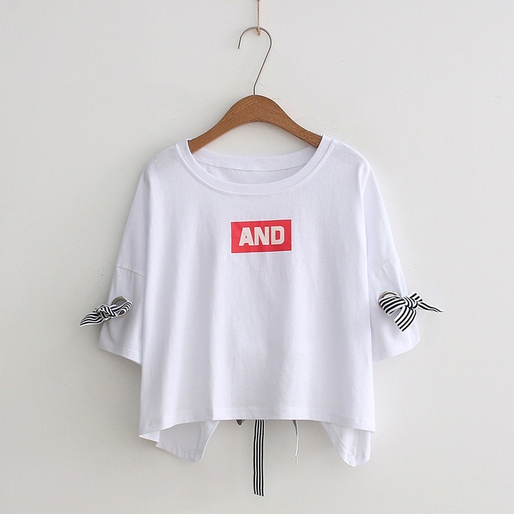 เสื้อครอปแฟชั่นเกาหลี สีขาว
