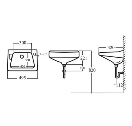 อ่างล้างหน้าแบบแขวนผนัง CTP #6213 สีขาว (ไม่รวมอุปกรณ์)