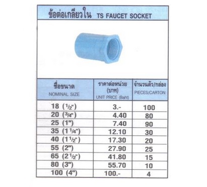 ข้อต่อเกลียวใน พีวีซี (TS Faucet Socket)