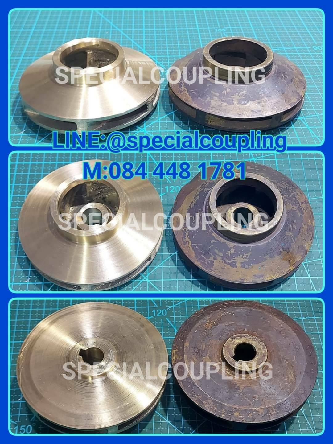 รับผลิตใบพัดปั้มน้ำทองเหลืองตามตัวอย่างขนาด od98mm รูเพลา13 มิล แวริ่งบน49 มิล รอสินค้า20 วัน สอบถามได้คะ